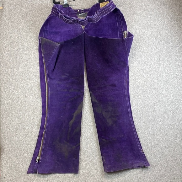 Vintage Rogue Leather Co. purple chaps suede heavy duty rodeo western cowboy - Picture 8 of 12